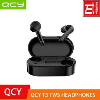 

100% ORIGINAL QCY T3 TWS Fingerprint Touch Wireless Headphones Bluetooth V5.0 3D Stereo Dual-Mic Noise cancelling earphones
