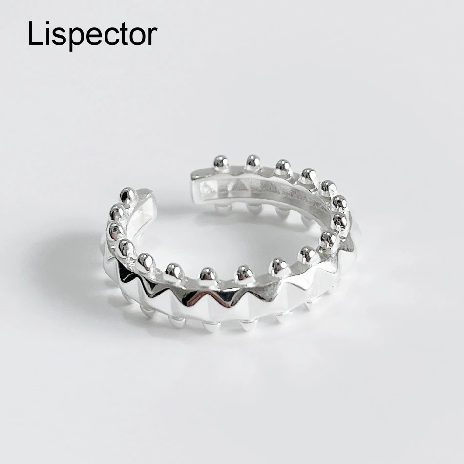 

Lispector 925 Sterling Sliver Korean Rivets Rings for Women Minimalist Simple Hip Hop Ring Female Party Club Rock Punk Jewelry