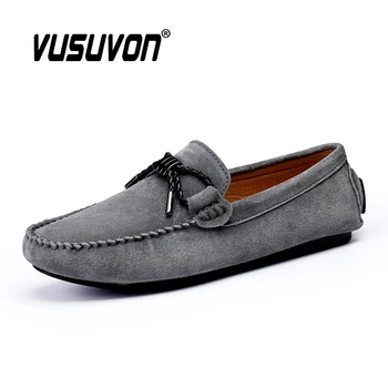 

Retro Leather Casual Shoes Men Breathable Suede Shoes High Quality Flats Summer Fashion Driving for Man Slip On Mens Loafers