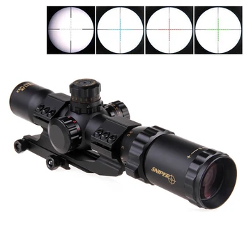 

Sniper Hunting scopes 1-4x28 rifle scope Red Blue Green Mil-dot illuminated sight optical scope for hunting airgun riflescope