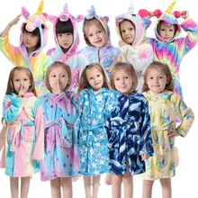 Children Cartoon Robe Boys Girls Homewear Coral Fleece Sleepwear Nightgown Flannel Hooded Winter Kids Clothing Casual Nightwear