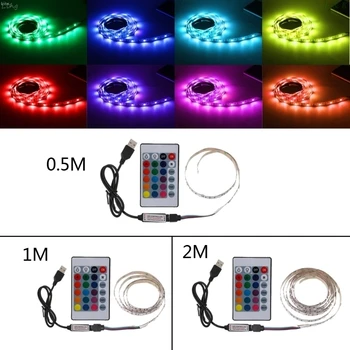 

DC 5V USB 30 LED/m 5050 RGB Non Waterproof Flexible Strip Light TV Back Lighting+24 Key Remote Architectural decorative lighting