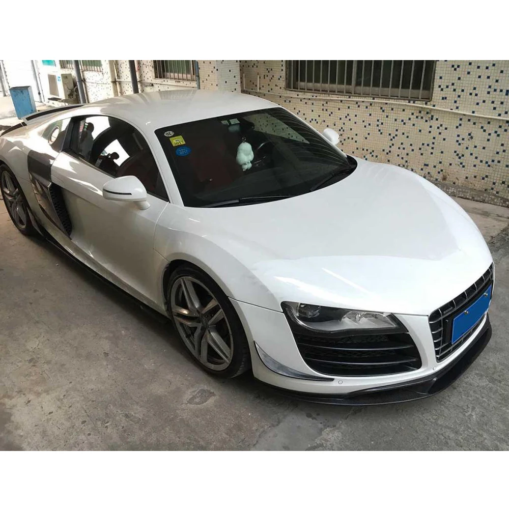 Карбоновые боковые юбки удлиненные фартуки для губ для Audi R8 2008- боковые юбки бампера комплект кузова машина для Автогонки Стайлинг