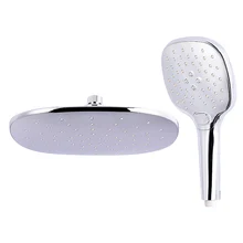ABS Plastic Chrome Square Adjustable Rainfall Showerhead 3 Functions Hand Shower Head Combo Bathroom Top Shower Head Set
