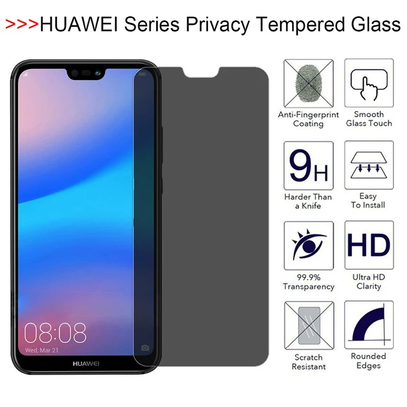 

Privacy Protection Glass For Huawei Y7 Y6 Pro Y5 9H Protective Glass Film For Huawei Y9 Y7 Y6 Prime 2019 3D Full Cover