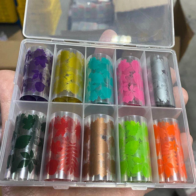 

10 Rolls Autumn Maple Leaf Nail Foils For Christmas Nail Art Transfer Sticker Manicure UV Polish Nail 3D Decoration Tips NZ07-60