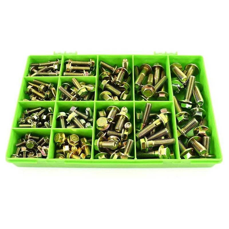 80pcs M6 M8 M10 M12 Flanged Hexagon Head Bolts High Tensile Yellow Zinc Kit