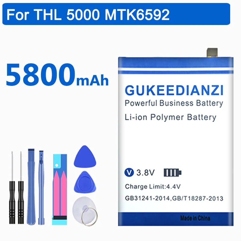 GUKEEDIANZI 5800mAh Replacement Battery For THL 5000 MTK6592 Lithium Polymer Rechargeable