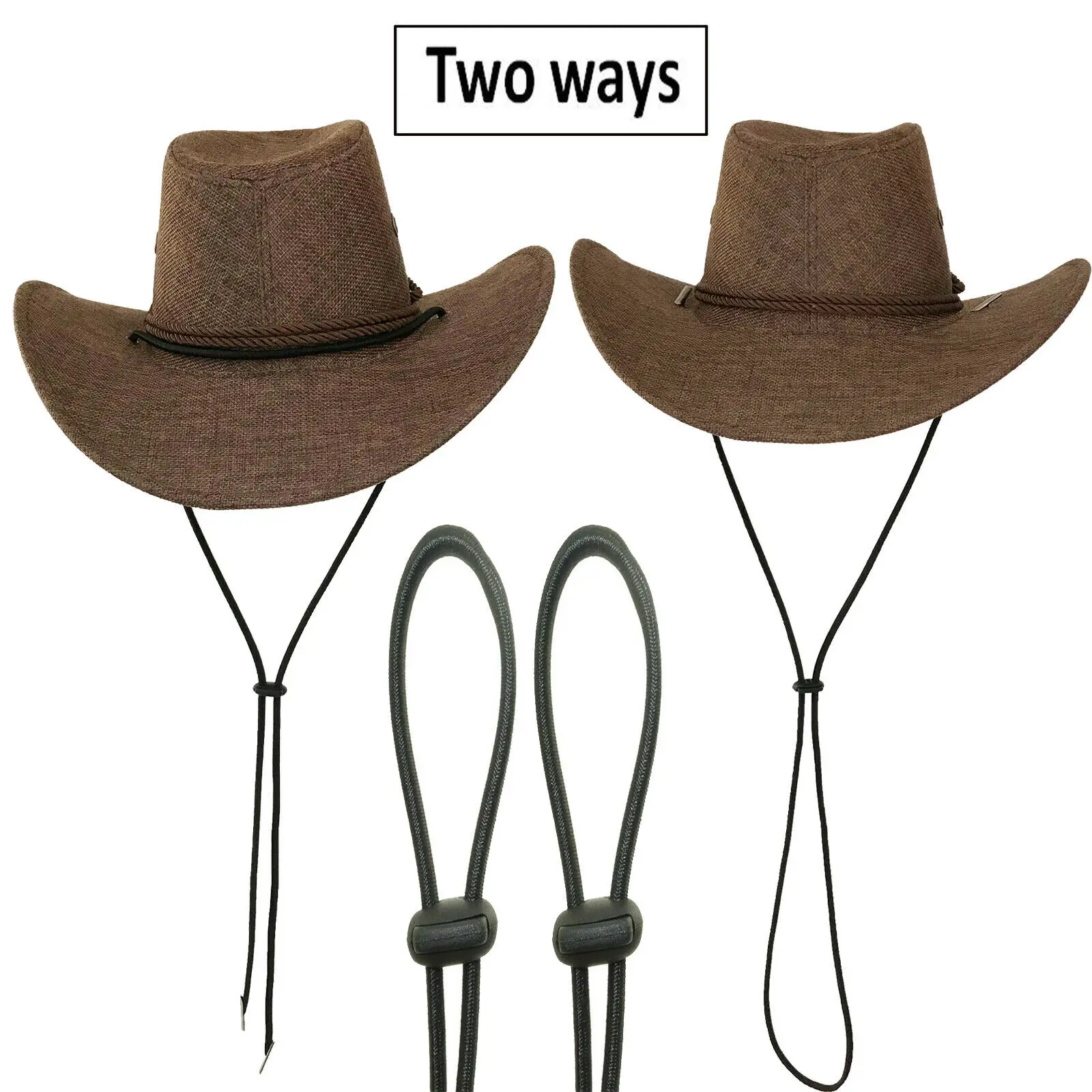 TWO Hat Chin Strap Cord / Mens Cowboy 