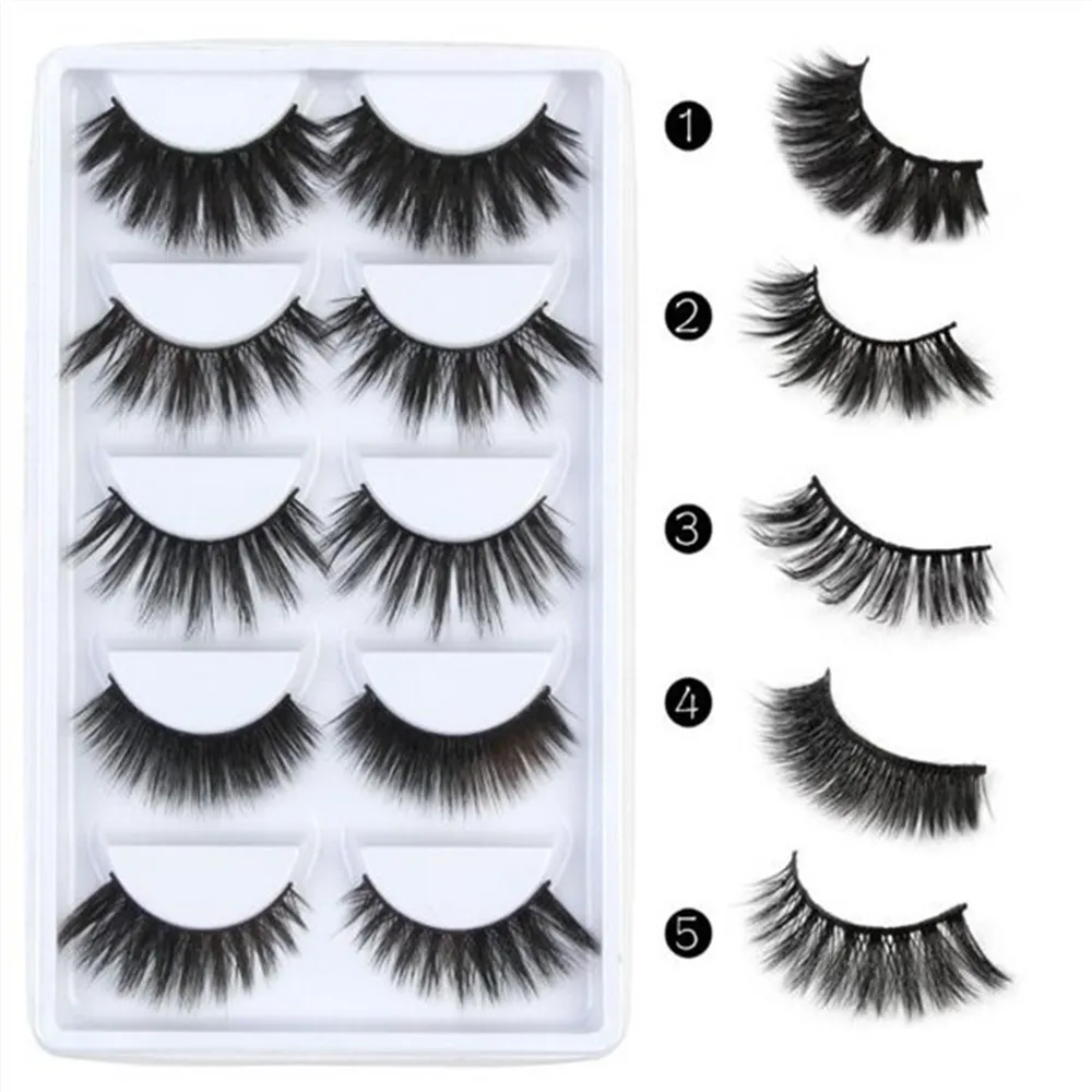 

5 Pair/Set Mink EyeLashes HandMade Makeup 3D Mink Lashes Natural False Eyelashes Long Eyelashes Extension Faux Fake Lashes Tools