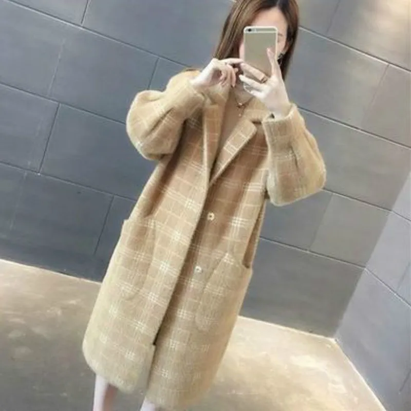 Coffee color Neploe тяжелая работа Abrigos Mujer Invierno размера плюс толстый Средний длинный кардиган свитер осень зима водно-бархатное пальто 46344 - Цвет: Coffee color