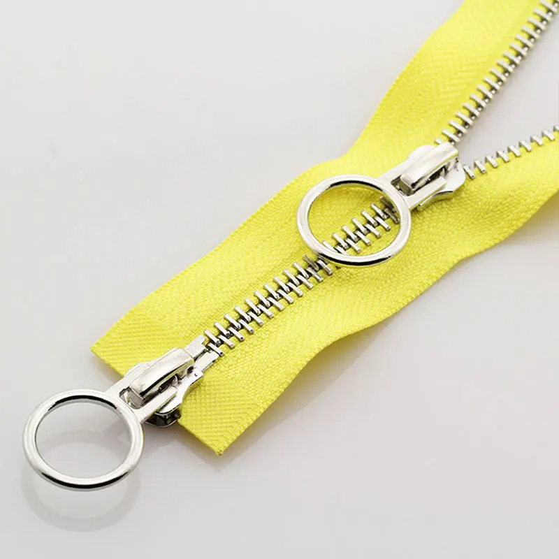 5# 70/90cm Metal Long Zipper Double Slider Two-Way Zip for Jackets Zipper Repair Kit Ring Buckle Replacement Sewing Material