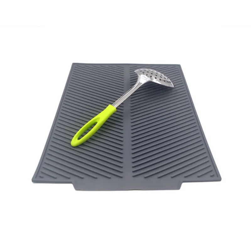 

Rectangular Silicone Drain Mat for Drying Dishes Heat Resistant Pad Non-slip Tray Thick Water Pad Baking Tool Kitchen Utensils