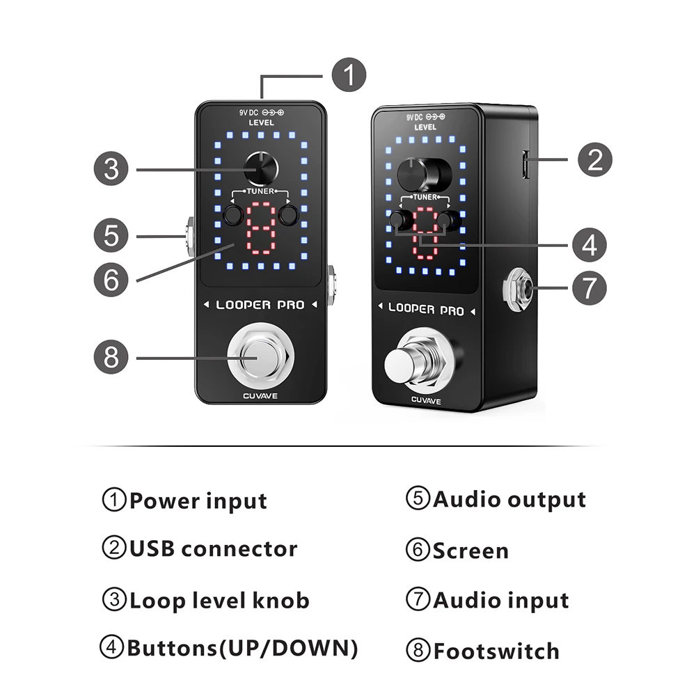 CUVAVE LOOPER PRO усовершенствованная гитарная петля педаль Гитарные эффекты 9 петель