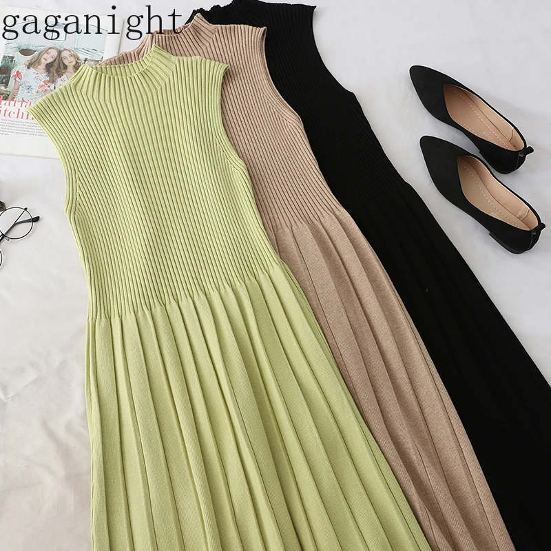 

Gaganight Summer 2020 New Outwear Solid Dress Women High Waist Hip Sleeveless Sexy Off Shoulder Vestido O Neck Pullover Ropa