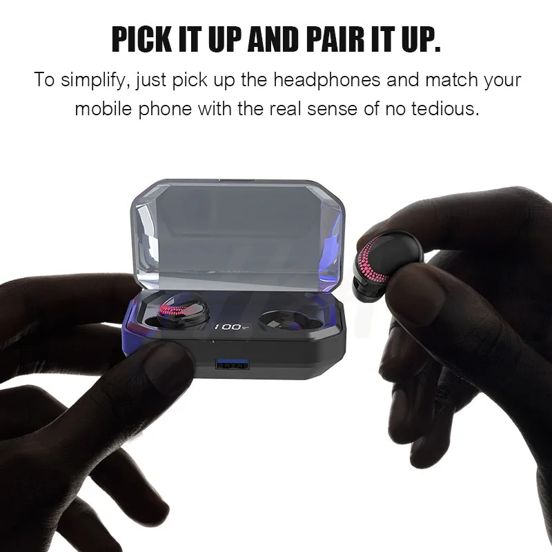 Ceny H   A TWS Bluetooth V5.0 HIFI bezprzewodowe słuchawki 8D Stereo Sport zestaw słuchawkowy z pudełkiem ładowania Mic dla iPhone xiaomi