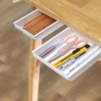 

Creative Kitchen Desk Organizer Storage Box Under Table Sundries Stationery Bedroom Pen Holder Case Container Adhesive Drawer