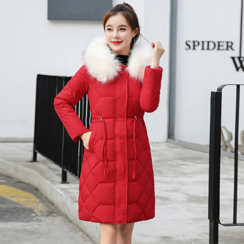 

Winter coats women hooded cotton padd parka fur collar parkas mujer 2019 jacket women for winter