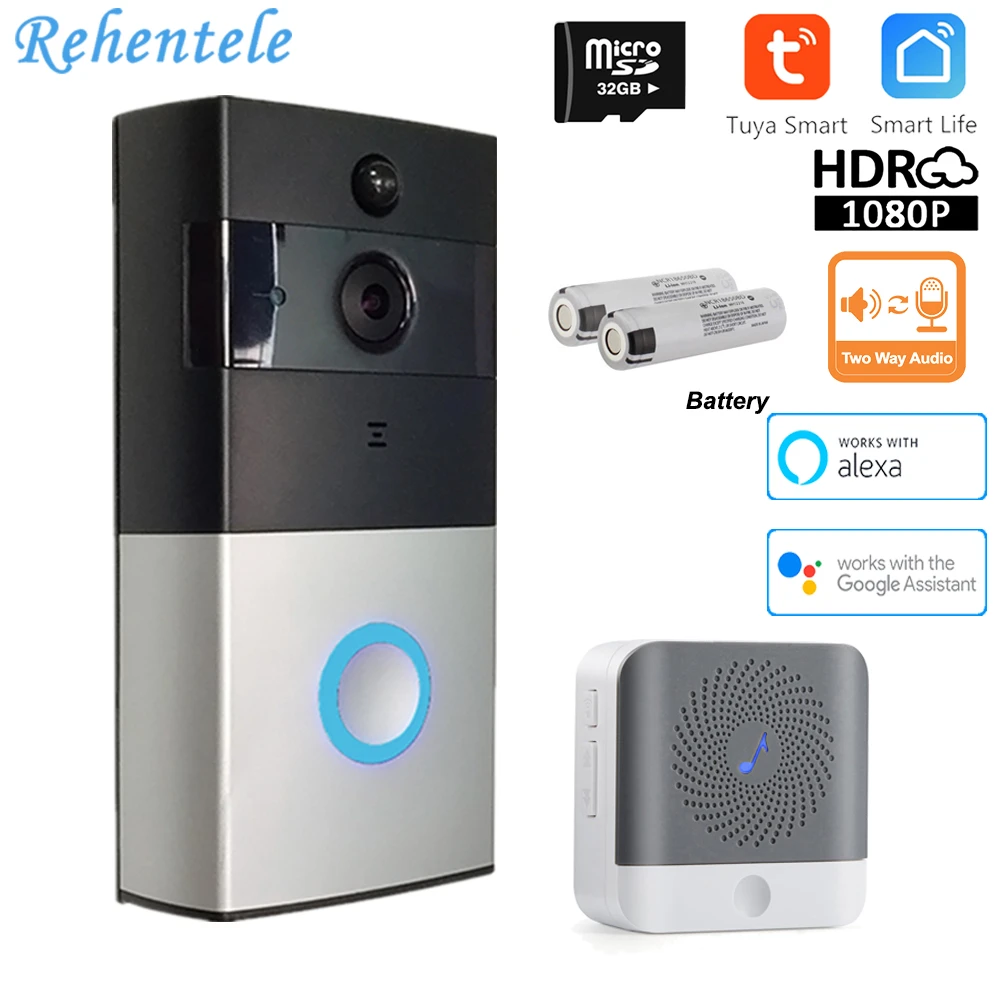 wireless door intercom 1080P Video Doorbell With Camera Tuya WiFi Wireless Intercom for Home Two Way Audio Remote Control Alexa Google Door Bell video intercom