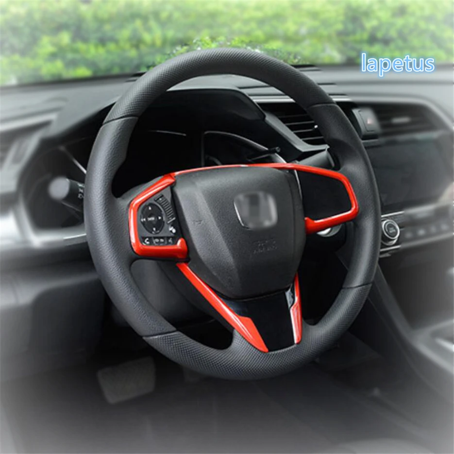 Lapetus украшение руля рамка Крышка отделка 3 шт. Подходит для Honda Civic ABS/красный/углеродного волокна вид