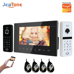 Jeatone – Kit d'interphone vidéo wi fi, 2 portes, sonnette intelligente pour Villa, appel vidéo AHD 960P, application Tuya, déverrouillage à distance 