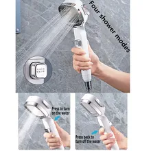 

New style shower head, spray pressure water-saving shower filter, 4 modes with switch button to adjust bathroom accessories