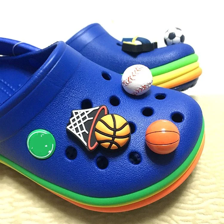 JIBZ детский подарок 3D футбол баскетбол волейбол обувь цветок игрушки рисунки из мультфильма ПВХ пляжная обувь аксессуары для детей