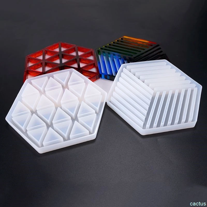 Ручной работы смолы эпоксидной геометрии силиконовые формы DIY изоляции полые Полосатый треугольник моделирование шестиугольник Coaster