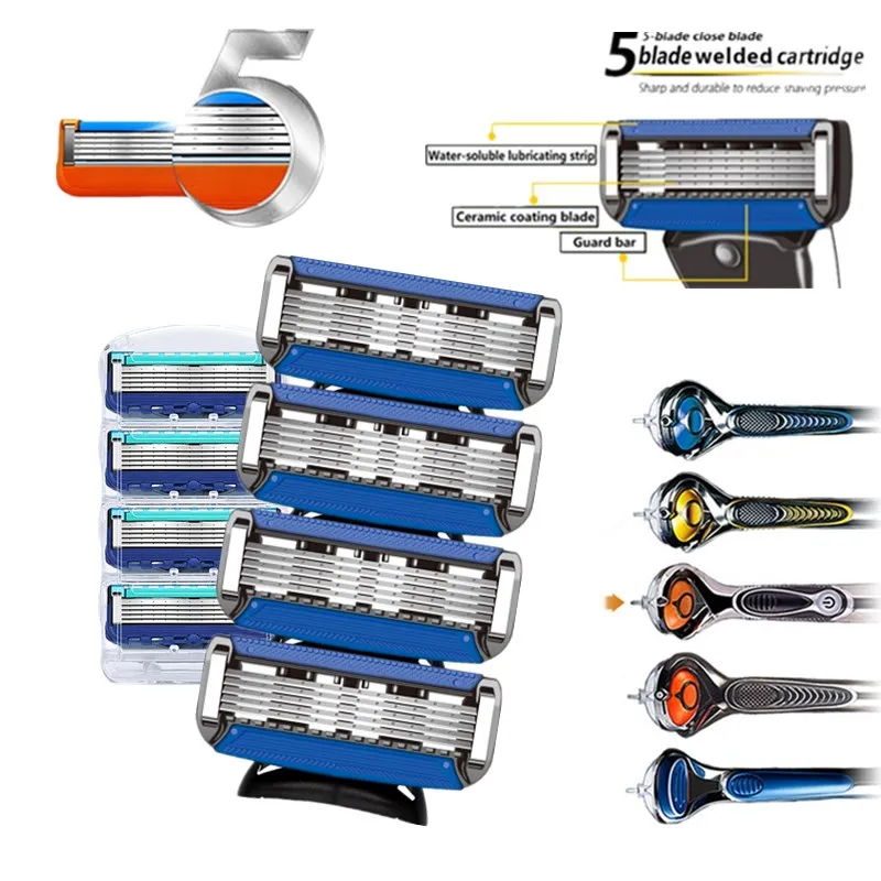 

4pcs/lot Men Razor Blade Shaver Machine for Shaving Blades Gillet te Fusion 5 Razor Blades Cassette for Shaving