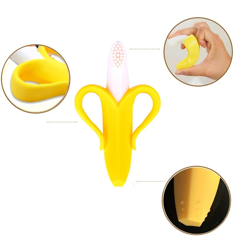 Baby Silicone Training Toothbrush BPA Free Safe Toddler Teether Teething Ring Kids Teether Toys Children Chewing Gift