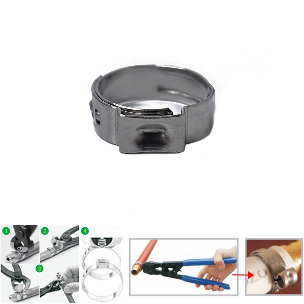 Автоматический инструмент PEX Cinch Crimper+ 10 Размер 100 шт нержавеющая сталь одно ухо хомуты для шланга зажимы с коробкой для хранения 5