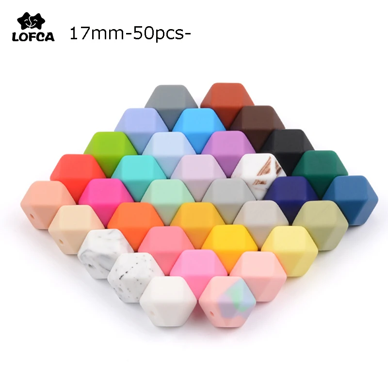 

LOFCA 50PCS 17mm Hexagon Silicone Beads Baby Teether Baby Teething Toy BPA FREE Chewable Soft Food Grade High Quality Beads