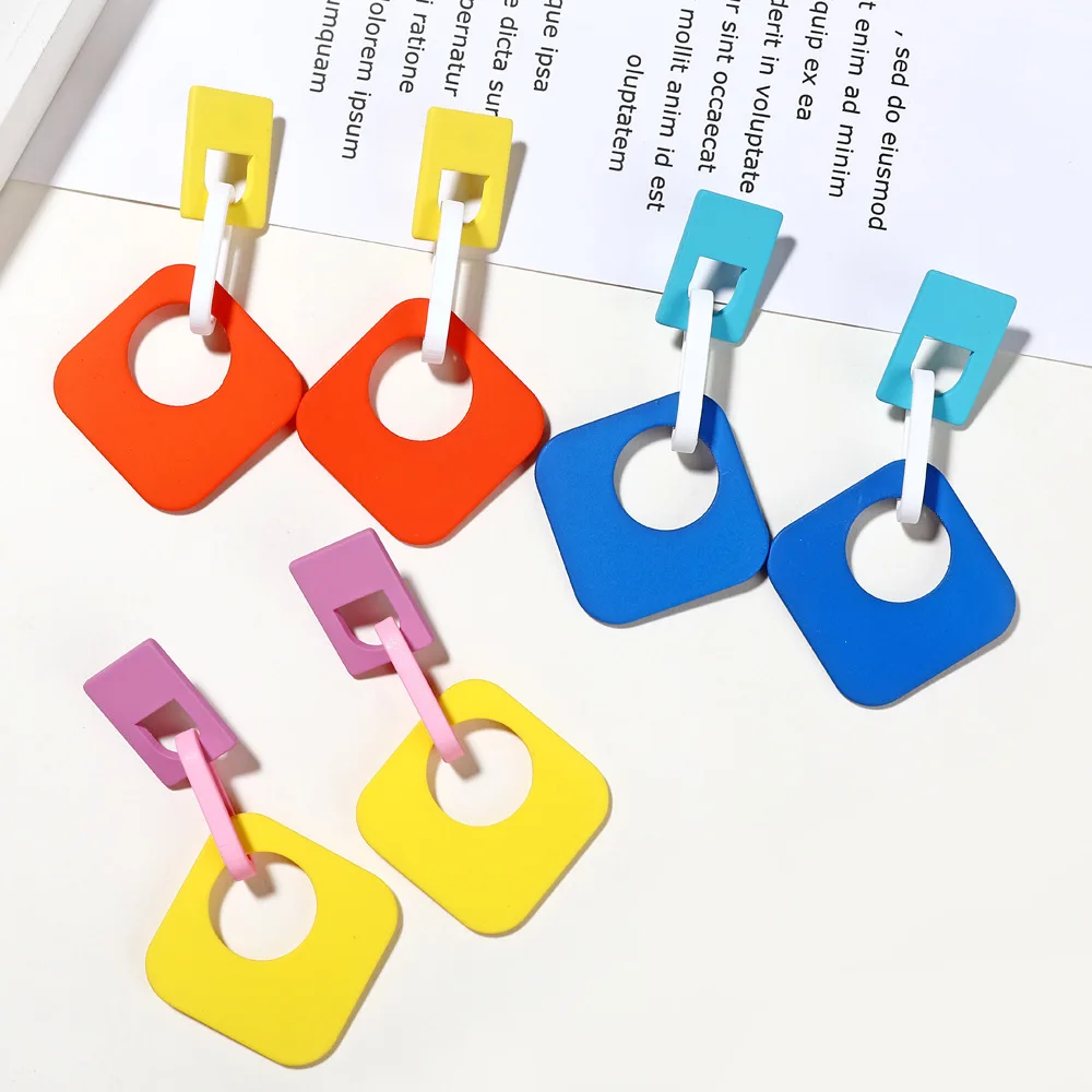 

Oversize Acrylic Geometric Dangle Earrings For Women 2019 Statement Jewelry Punk Mix Color Long Drop Earings Party Bijoux Femme