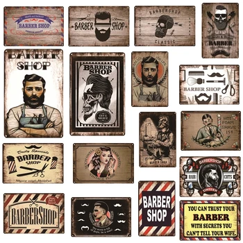 

Retro Vintage tin signs Barber Shop Beauty Salon Hair cut Shaving Metal Tin Poster For Wall Art Decor