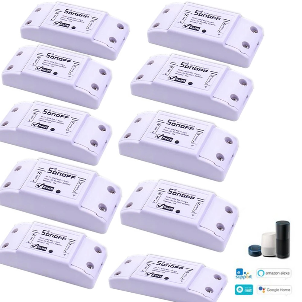 2/3/5/6/8/10 шт. Sonoff Basic умный дом переключатель Wi-Fi Беспроводной дистанционного Управление светильник таймер DIY модули 10A/2200W через Ewelink - Цвет: Sonoff basic 10pcs