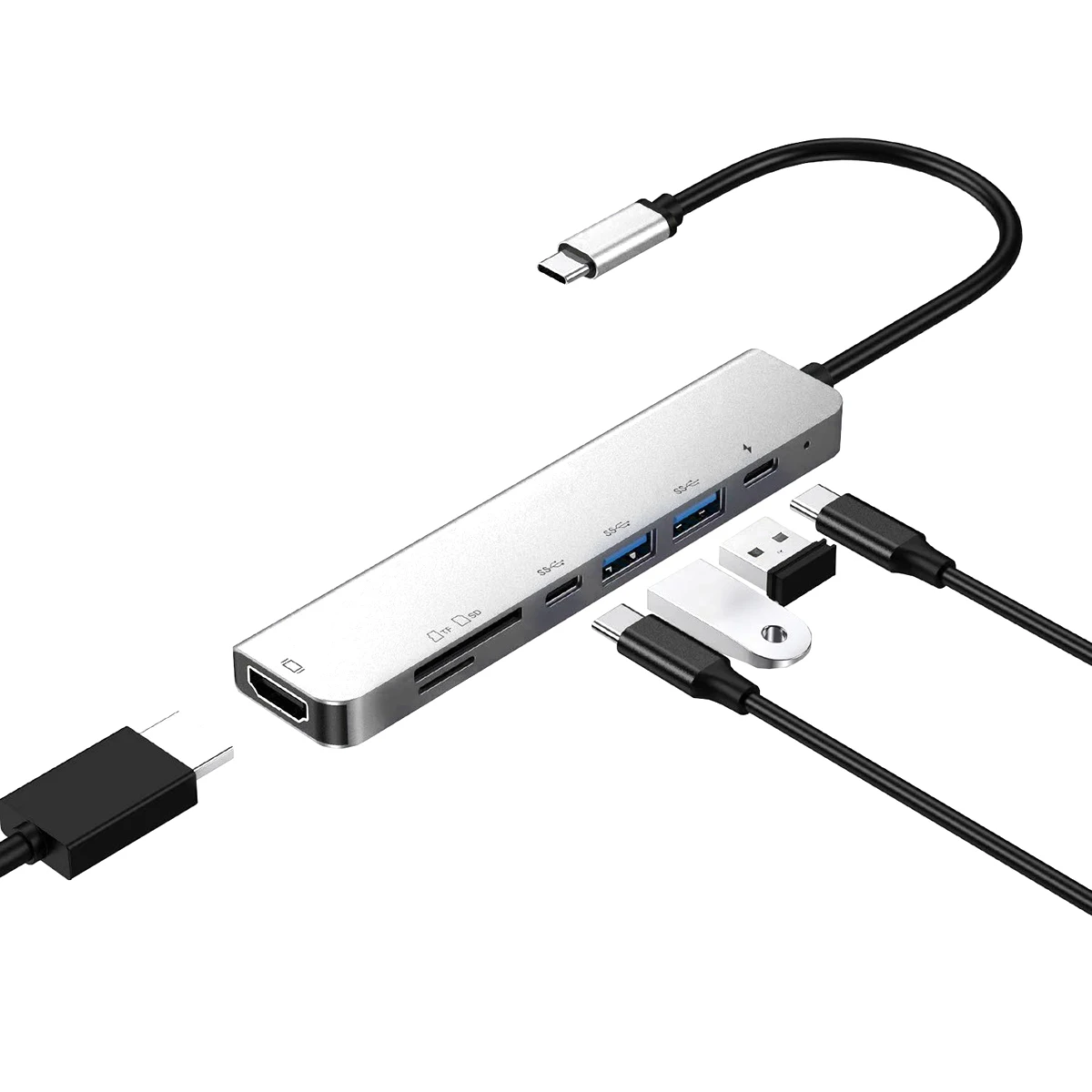 7 в 1 USB-C концентратор type C к HDMI 4K 1080P USB3.0 PD зарядка концентратор кардридер многопортовый адаптер для ноутбука type C концентраторы