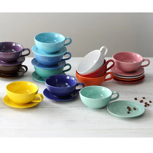 $US $11.19 New Design Colourful Coffee Set Coffee Cup and Saucer Underglazed Low Procelain Cappuccino Latte Cu