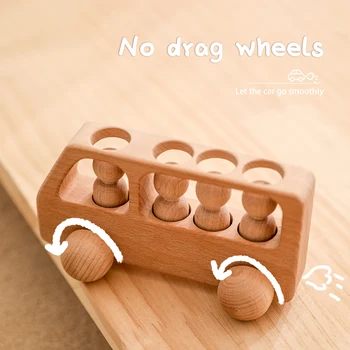 Wooden Peg Dolls Bus Children Educational Toys - Wooden Toys 3