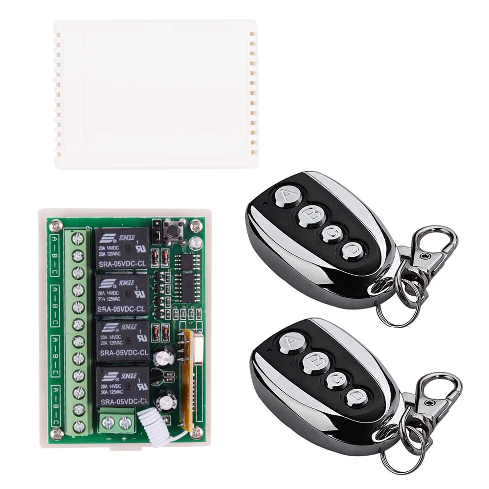 

DC 12V 5V Universal Wireless Remote Control Switch System 4CH relay Receiver Module With 4 channel RF Remote Metal Transmitter