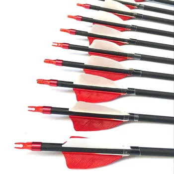 

12ps ID6.2mm SP350 400 500 600 2.5" Turkey Feather 75Grains head Carbon Arrow Archery Recurve Compound Traditional Bow Hunting
