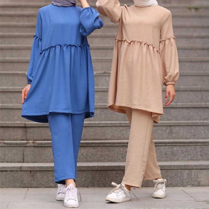 Conjuntos musulmanes de moda abaya dubai 2020, Camisetas largas para Niñas musulmanas, vestido largo para mujeres musulmanas, Envío Gratis