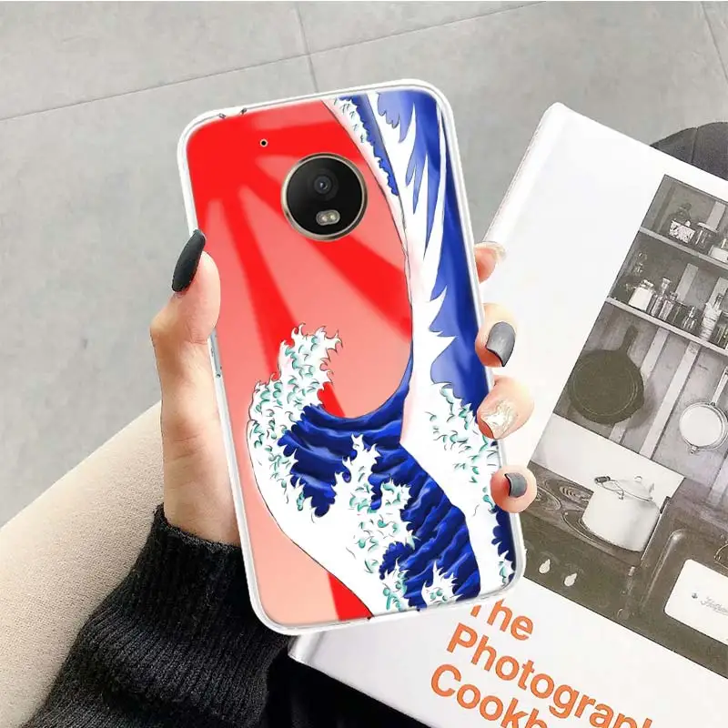 TR163-3 С рисунком в виде морских волн искусство спрей чехол для Motorola Moto G7 G6 G5S G5 E4 плюс G4 E5 играть X4 Мощность TPU с рисунком индивидуальная крышка телефона - Цвет: TR163-3
