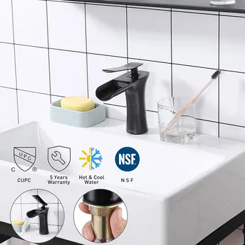 

Aquaterior® Modern 1 Hole Bathroom Round Faucet Waterfall Style Vanity Sink 1 Handle Cold & Hot Water Tap ORB DIY