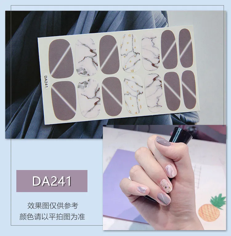 Lamemoria 14 типсов/лист блеск порошок градиент цвета наклейки для ногтей полное покрытие наклейки-лак клей украшения DA241-260