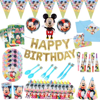 

mickey mouse birthday Paper Plates straws cake topper Boys Baby Shower party supplies wedding invitations christmas decorations