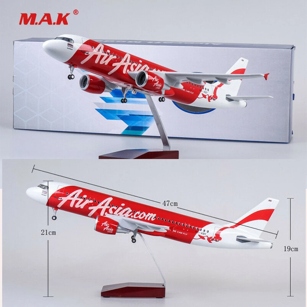 

collection Airplane Aircraft 1/80 Air Asia.com A32 0neo Airplane Model LED Voice Lamp Passanger Plane 47CM kids toys Diecast