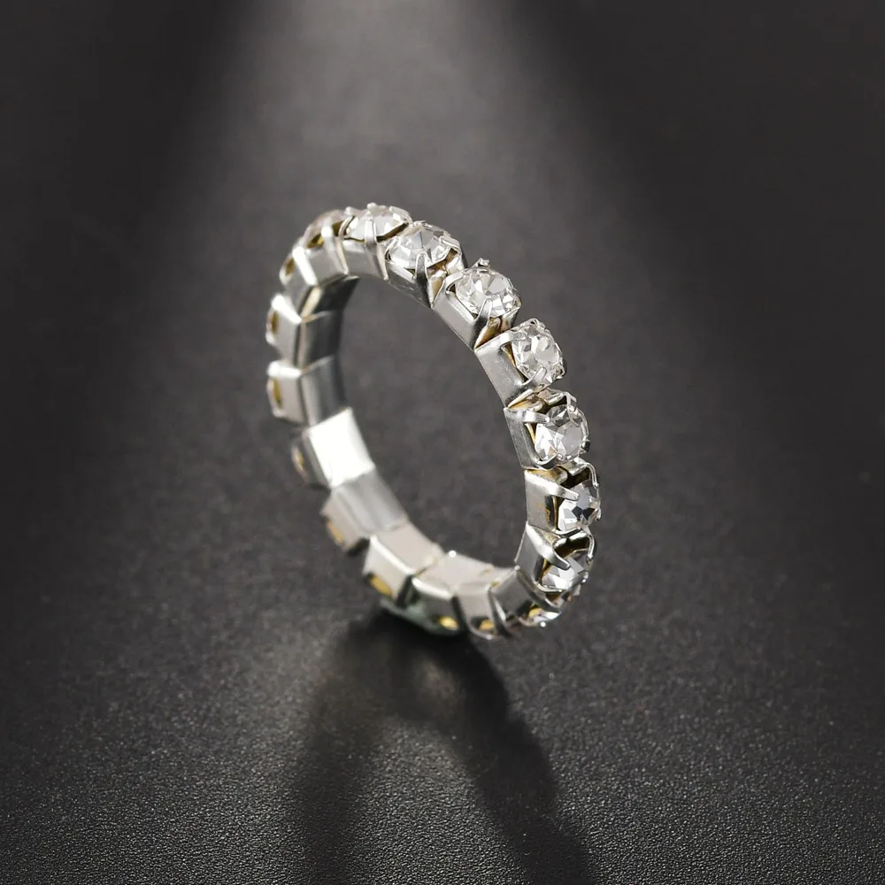 Лидер продаж модное Стильное эластичное кольцо 5 рядов Кристальные стразы кольца