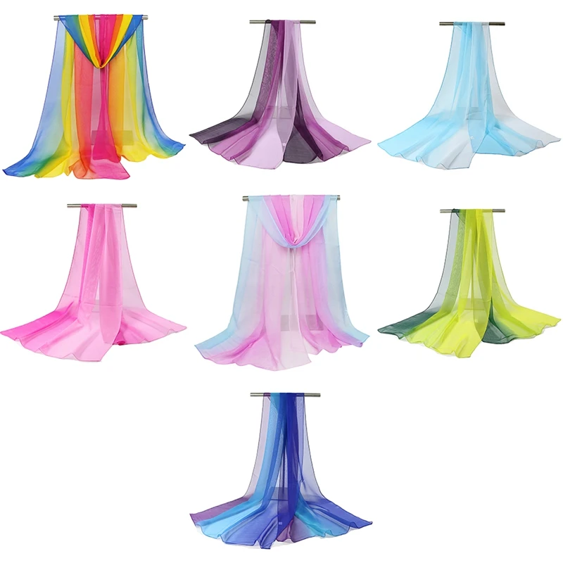 

Brand New Chiffon Scarf Women Spring Summer Gradient Sunscreen Scarf Thin Colorful Hijab Stoles