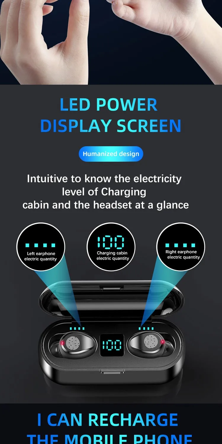 F9 TWS Wireless Headphones Bluetooth Earphone Sports Headsets Noise Cancelling Touch Control Support IOS Android Phone HD Call F9 TWS Wireless Headphones Bluetooth Earphone Sports Headsets Noise Cancelling Touch Control Support IOS Android Phone HD Call