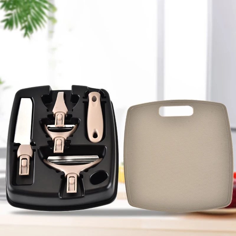 1 Set 8 Pieces Kitchen Tools Chopping Board Block Knife Peeler Fruit Knife Cutting Board Cover Kitchen Accessories Tool